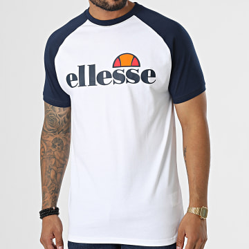  Ellesse - Tee Shirt Raglan Corp Blanc Bleu Marine