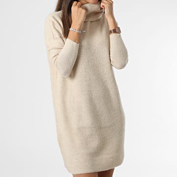  Only - Robe Pull Col Roulé Femme Jana Beige