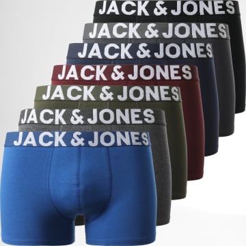  Jack And Jones - Lot De 7 Boxers Black And White Vert Kaki Bordeaux Bleu Marine