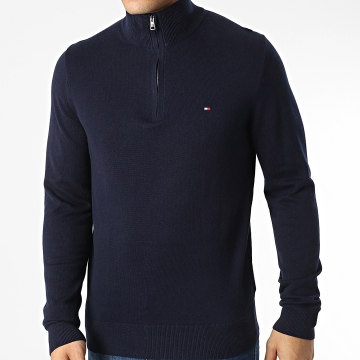 Tommy Hilfiger - Pima 8049 Maglione a collo alto con zip, marina