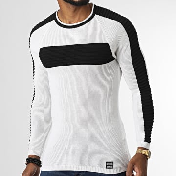  Paname Brothers - Pull A Bandes PNM-203 Blanc Noir