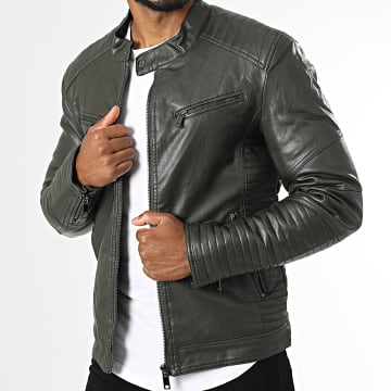  Kymaxx - Veste Biker 5033 Vert Kaki