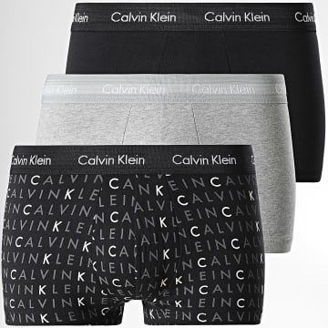 Calvin Klein - Juego de 3 bóxers de algodón elástico U2664G Negro Gris