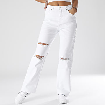  Girls Outfit - Jean Flare Femme D1587 Blanc