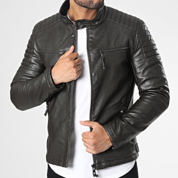  Kymaxx - Veste Biker 5028 Marron Foncé