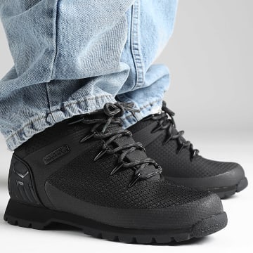 Timberland Boots Euro Sprint Mid Hiker Waterproof A1QHR Black Knit LaBoutiqueOfficielle