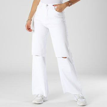  Girls Outfit - Jean Flare Femme A302 Blanc