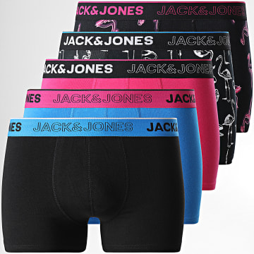  Jack And Jones - Lot De 5 Boxers Neon Noir Rose Bleu Roi