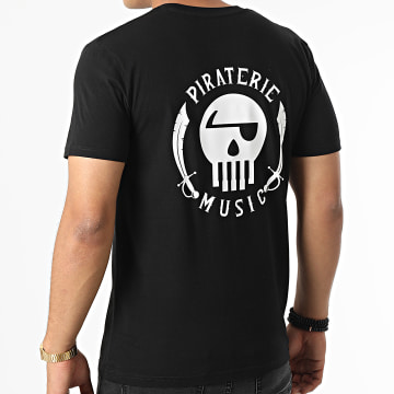  Piraterie Music - Tee Shirt Logo Chest And Back Noir Blanc