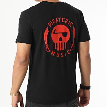  Piraterie Music - Tee Shirt Logo Chest And Back Noir Rouge