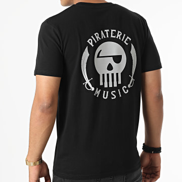 Piraterie Music - Tee Shirt Réfléchissant Logo Chest And Back Noir