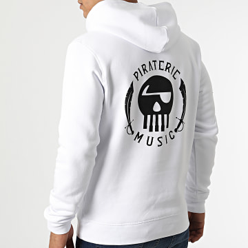  Piraterie Music - Sweat Capuche Logo Chest And Back Blanc Noir