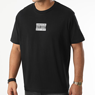 Parental Advisory - Camiseta Oversize Logo Grande Delantera Negro Blanco