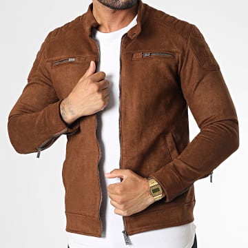  Classic Series - Veste Biker Suédine 506 Marron