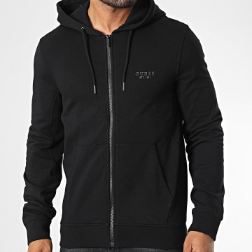 Guess Active Sweat Shirt Long A Capuche Zippe Noir Pour Femme