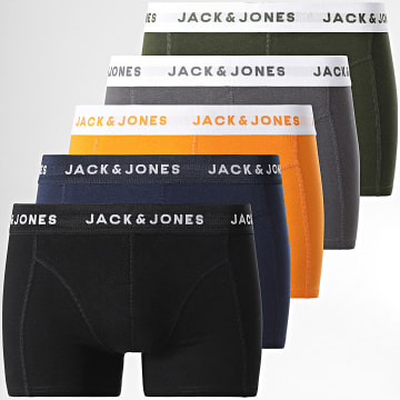  Jack And Jones - Lot De 5 Boxers 12188960 Noir Orange Vert Kaki