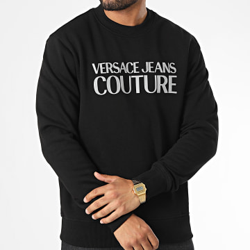  Versace Jeans Couture - Sweat Crewneck Logo Thick Foil 73GAIT01 Noir Réfléchissant