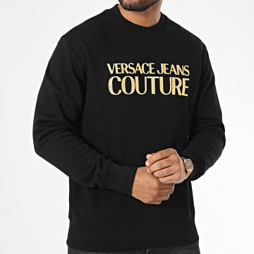  Versace Jeans Couture - Sweat Crewneck Logo Thick Foil 73GAIT01 Noir Doré