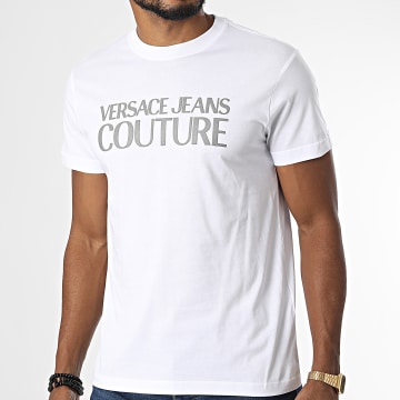  Versace Jeans Couture - Tee Shirt Logo Thick Foil 73GAHT01 Blanc Réfléchissant