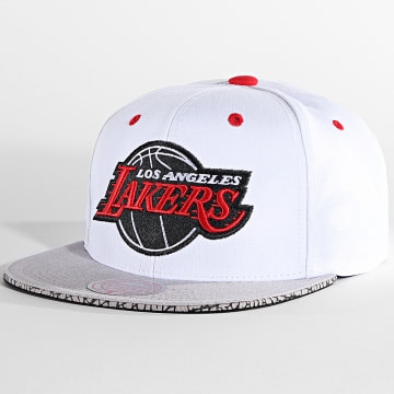  Mitchell and Ness - Casquette Snapback Three Collection Los Angeles Lakers Blanc Gris