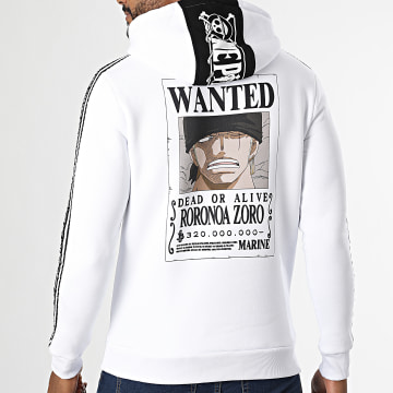  One Piece - Sweat Capuche A Bandes Wanted Zoro Back Blanc