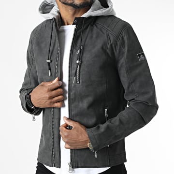 Kaporal - Veste Biker Capuche Siska Noir - LaBoutiqueOfficielle.com