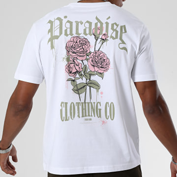Luxury Lovers - Tee Shirt Oversize Large Paradise Roses Clothing Blanco
