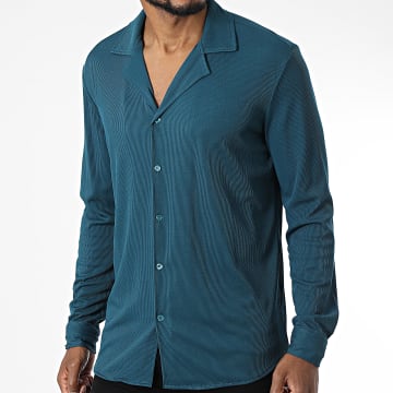 Frilivin - Camisa de manga larga azul petróleo