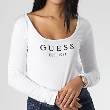  Guess - Tee Shirt Manches Longues Femme O2BM31 Blanc
