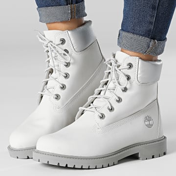  Timberland - Boots Femme Heritage 6 Inch Waterproof A5MA8 White Nubuck Silver