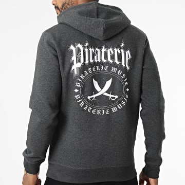  Piraterie Music - Sweat Capuche Nation Gris Anthracite Blanc