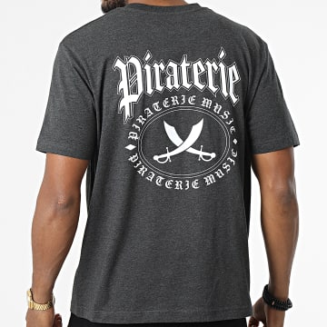  Piraterie Music - Tee Shirt Oversize Nation Gris Anthracite Chiné Blanc
