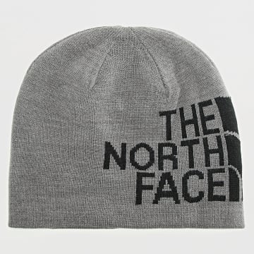  The North Face - Bonnet Réversible TNF Banner Noir Gris Chiné