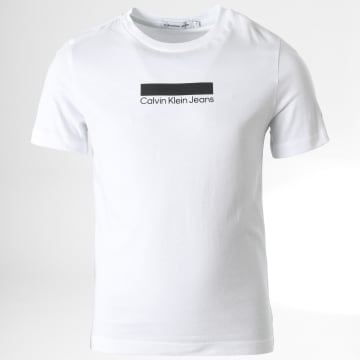  Calvin Klein - Tee Shirt Enfant Small Block Logo 1454 Blanc