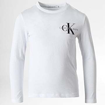  Calvin Klein - Tee Shirt Manches Longues Enfant Chest Monogram 1457 Blanc