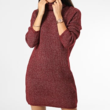  Only - Robe Pull Col Roulé Femme Ingeborg Bordeaux Chiné