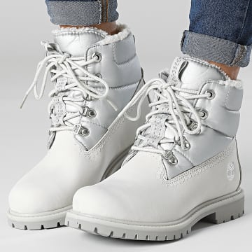  Timberland - Boots Femme Premium 6 Inch Warm Lined A44WJ White Nubuck Silver
