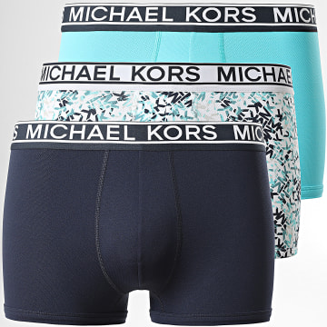 Michael Kors - Lot De 3 Boxers Stretch Factor Bleu Marine Blanc Bleu Clair