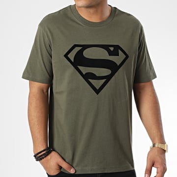  DC Comics - Tee Shirt Oversize Large Logo Velvet Vert Kaki Noir