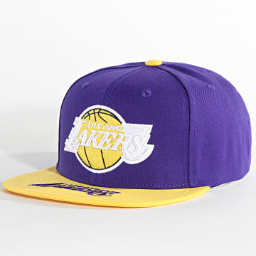  Mitchell and Ness - Casquette Snapback Logo Bill Los Angeles Lakers Violet Jaune