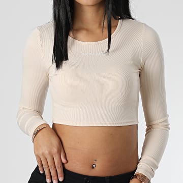 Sixth June - Top Manches Longues Crop Femme W33220KTO Beige
