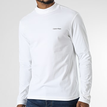  Calvin Klein - Tee Shirt Manches Longues Micro Logo 0179 Blanc