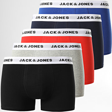  Jack And Jones - Lot De 5 Boxers 12197849 Rouge Bleu Marine Gris Chiné
