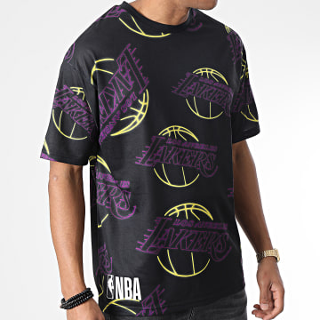  New Era - Tee Shirt All Over Print Neon Los Angeles Lakers Noir