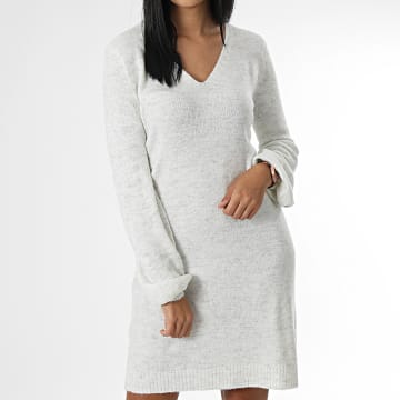  Only - Robe Pull Femme Col V Elanora Gris Clair Chiné