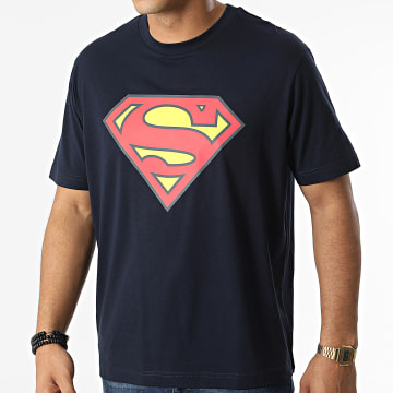  DC Comics - Tee Shirt Oversize Large Big Front Logo Bleu Marine