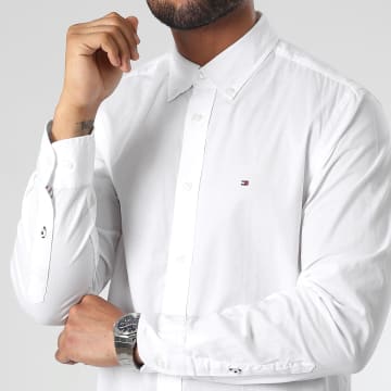 Tommy Hilfiger - Core Flex Poplin 5035 Wit Shirt Met Lange Mouwen