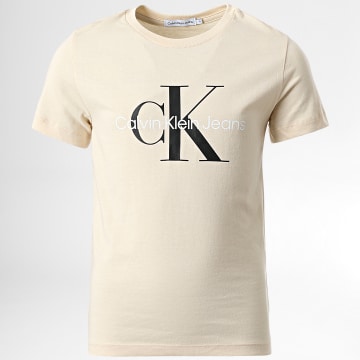  Calvin Klein - Tee Shirt Enfant Monogram Logo 0267 Beige