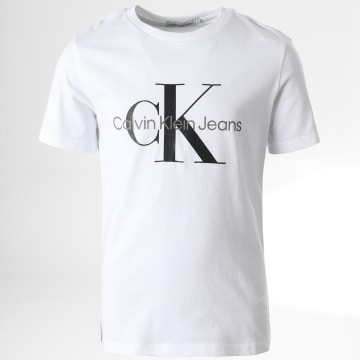 Calvin Klein - Tee Shirt Enfant Monogram Logo 0267 Blanc