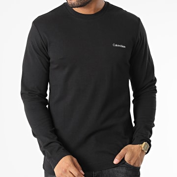  Calvin Klein - Tee Shirt Manches Longues Micro Logo Interlock 0629 Noir